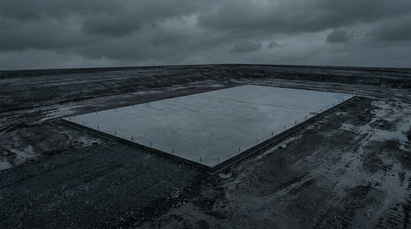 Your concrete pad, prepped and anchored